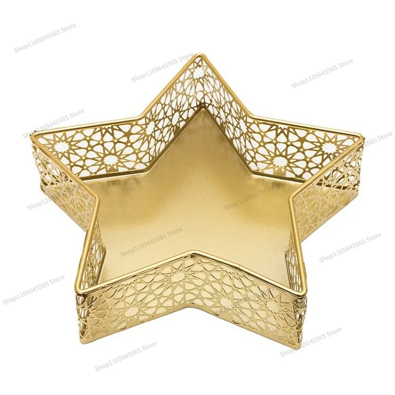 For Golden Star Moon Tray Wrought Iron Festival Atmosphere Decoration Ornament Dim Sum Storage