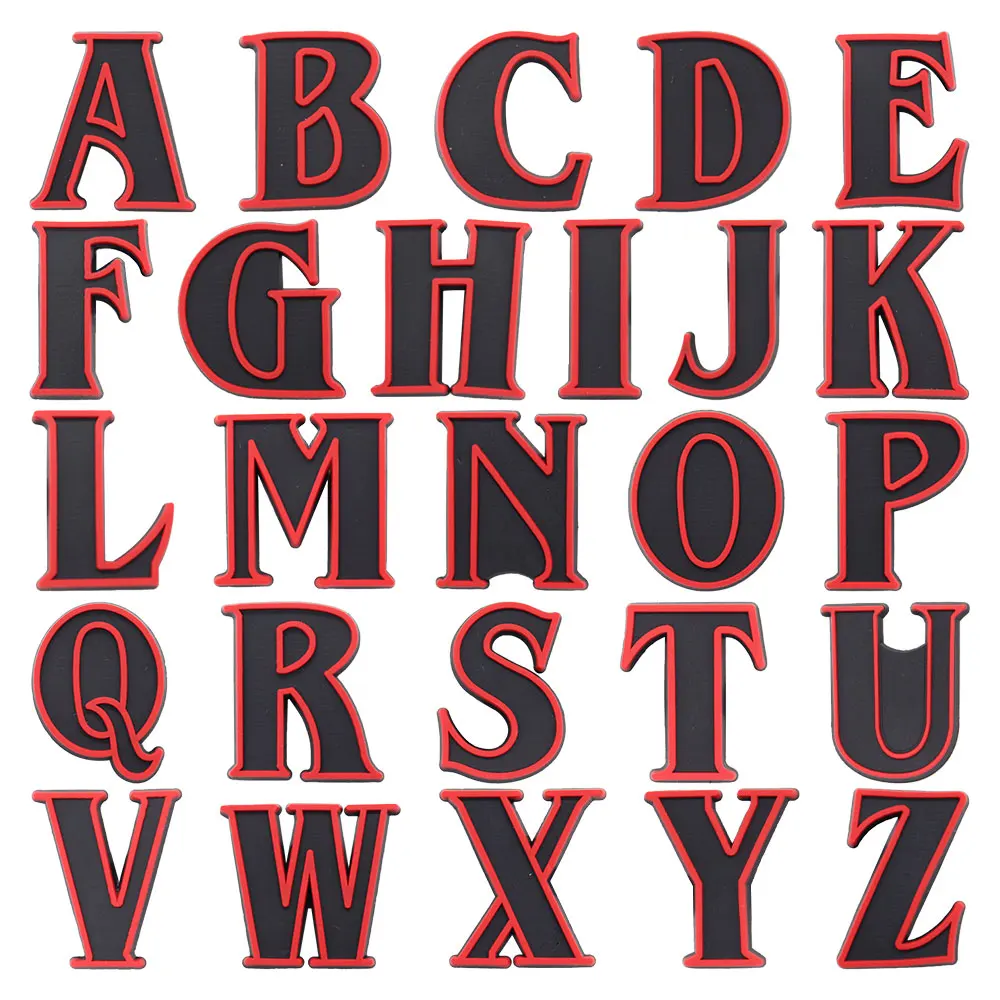 1-26PCS Black Red English Letter Alphabet PVC Buckle Clog Hole Shoes Decoration for Bracelets Accessories For Clogs Pins 