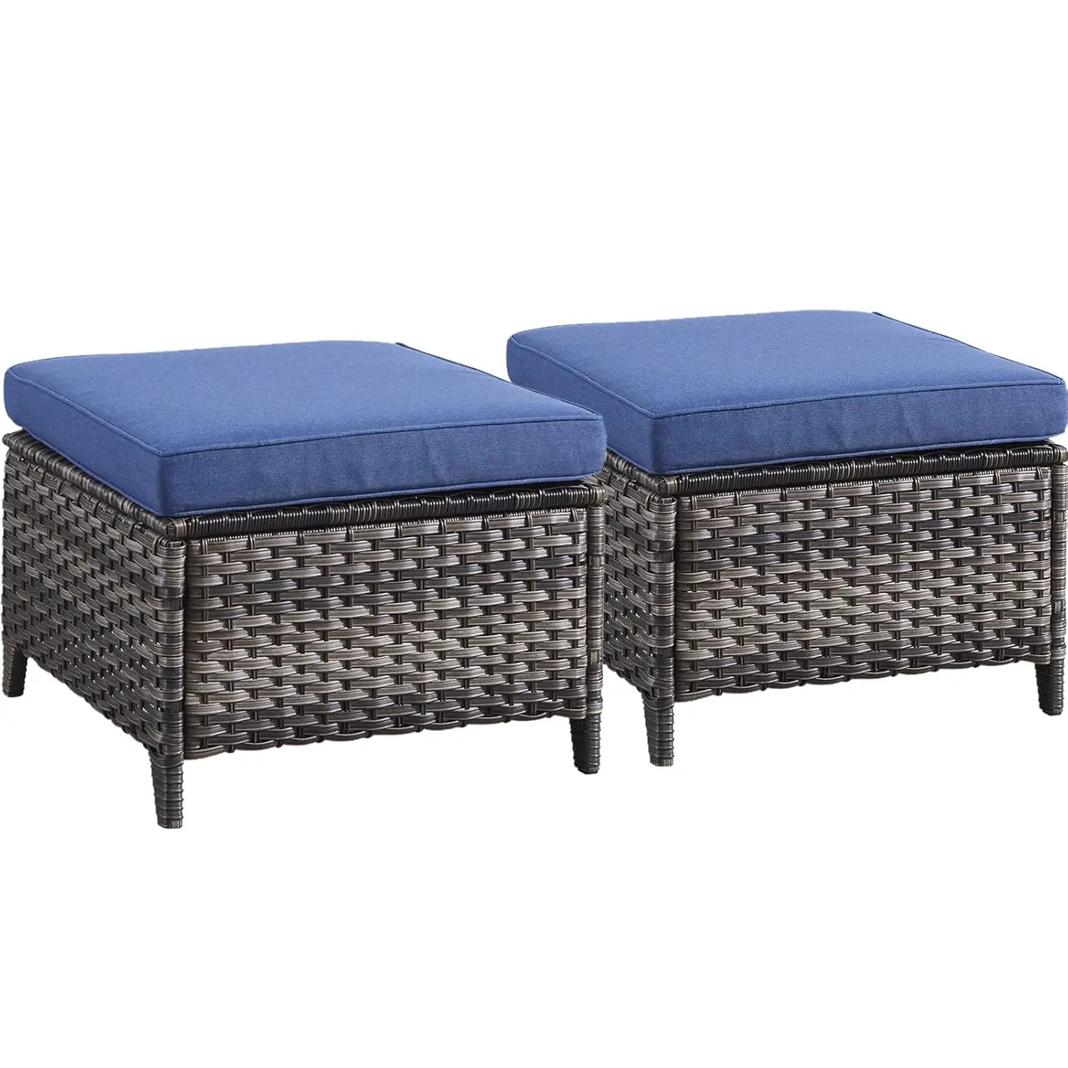 

Всепогодный комплект из ротанга: пуфы с мягкими подушками для патио, уличная мебель, 2 шт., на заказ