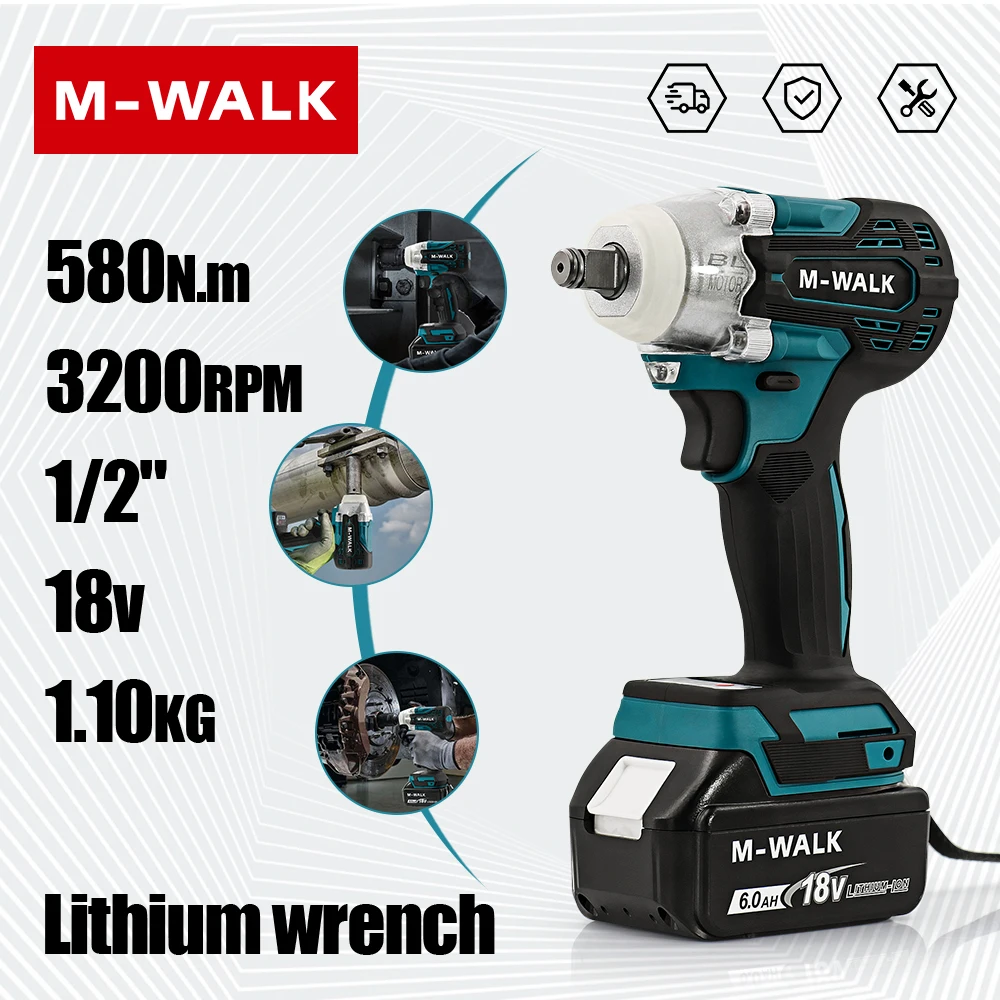 مفتاح ربط كهربائي بدون فرش مفك براغي 1/2 بوصة عزم دوران 330N.m أدوات كهربائية قابلة لإعادة الشحن لدبوس بطارية ماكيتا 18 فولت #2