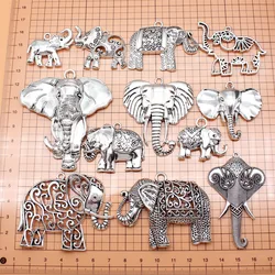 30Pcs/Bag 12 Styles Antique Silver Color Elephant Charms Pendant Diy Jewelry Accessories For Jewelry Making