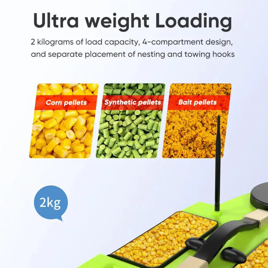 54CM 99 GPS Return Waterproof Remote Control Bait Boat 600M 2KG Loading Whole Ship Shine 4 Bin Auto Cruise RC Fishing Bait Boat