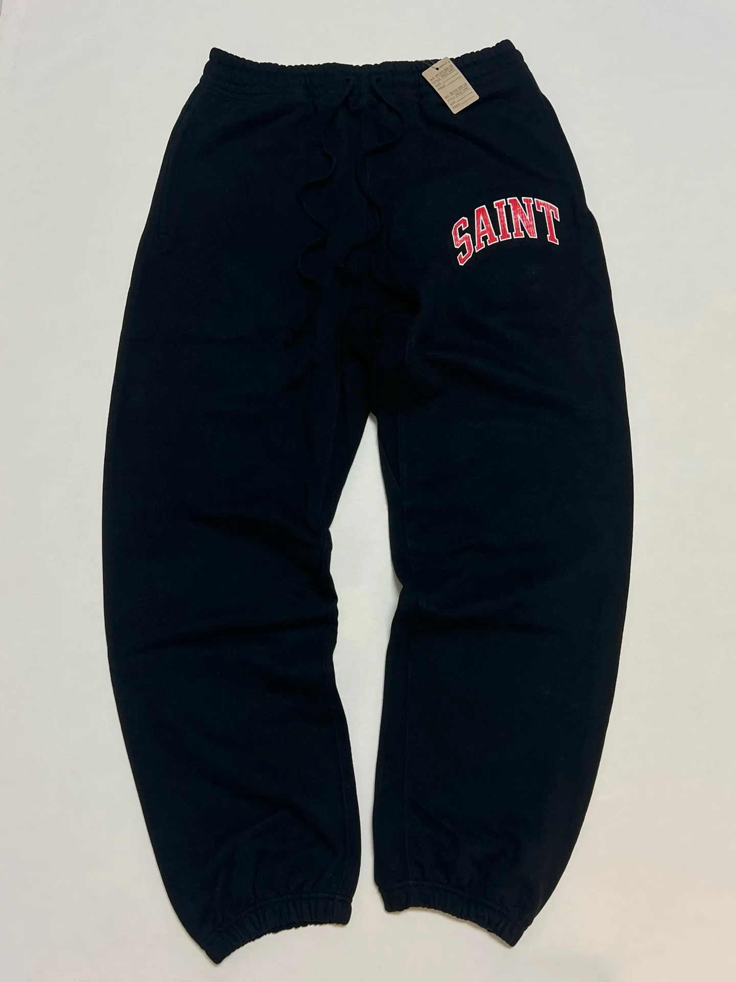 

Washed Vintage Logo Print Basic Crew Sweatpants Youth Casual Loose Fit Long Trousers Autumn Winter Fashion Active Style