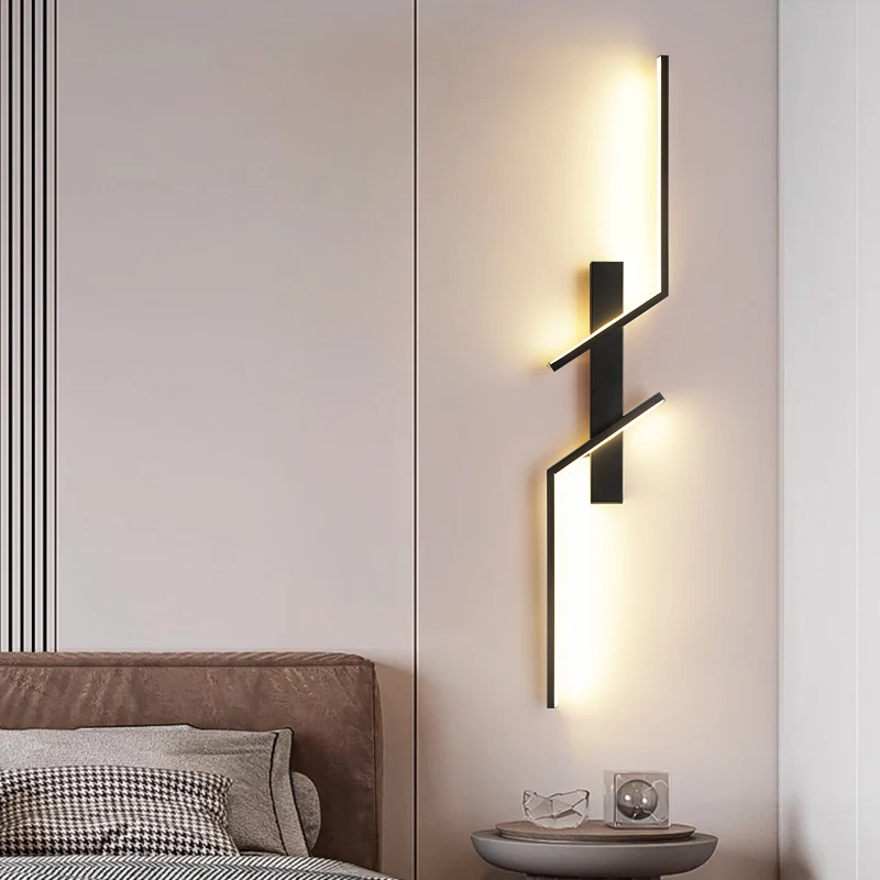 Modern Creative Strip Led Wall Light Minimalist Bedroom Bedside Wall Sconce Led Lights Living Room TV Sofa Background Wall Lamp