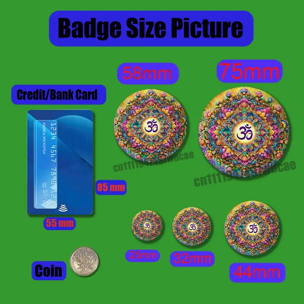 For Yoga Aum Om Mandala wallpaper Pin Case Custom Badge Emblem Insignia Round Backpack Laser Cover 58mm