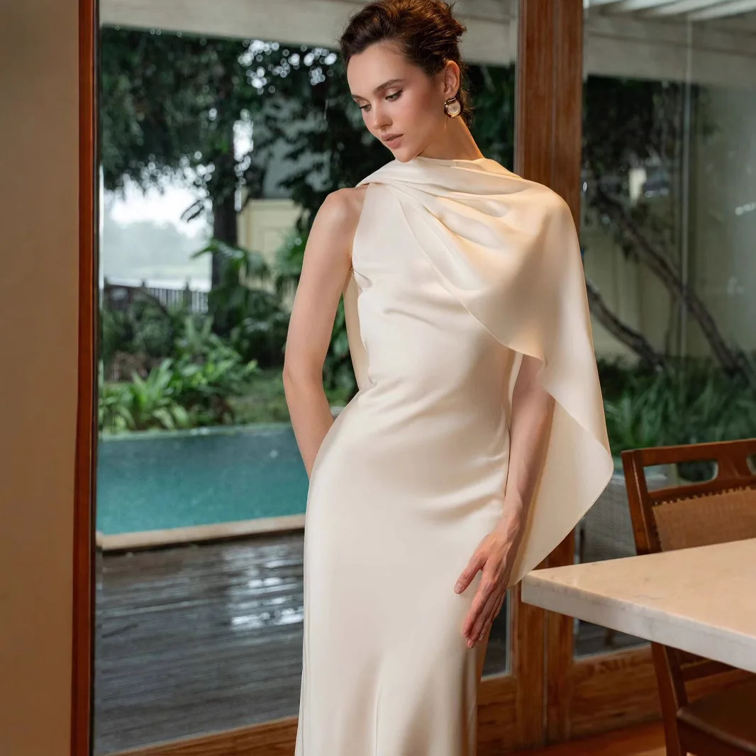 Elegante cetim halter magro vestido longo feminino 2025 verão novo em sexy sem costas sem mangas maxi festa