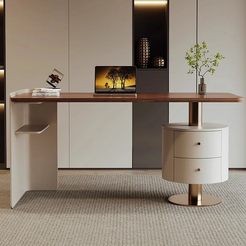 

Italian light luxury modern high-end solid wood desk designer office computer desk