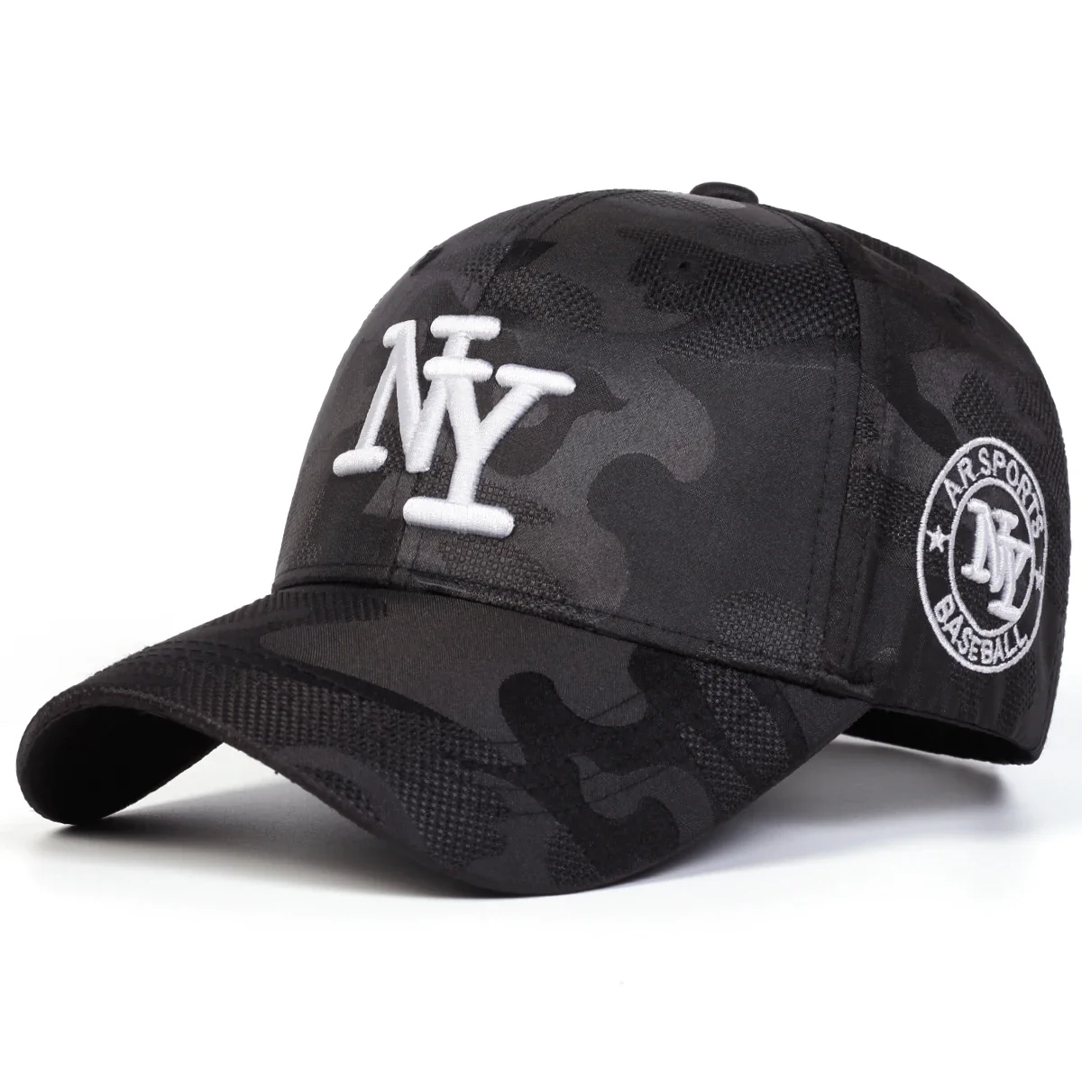 Men's NY Letter Camouflage Baseball Cap Adjustable StrapLightweight Hat for Travel NY Lettering & Camo Print Outdoor Cap