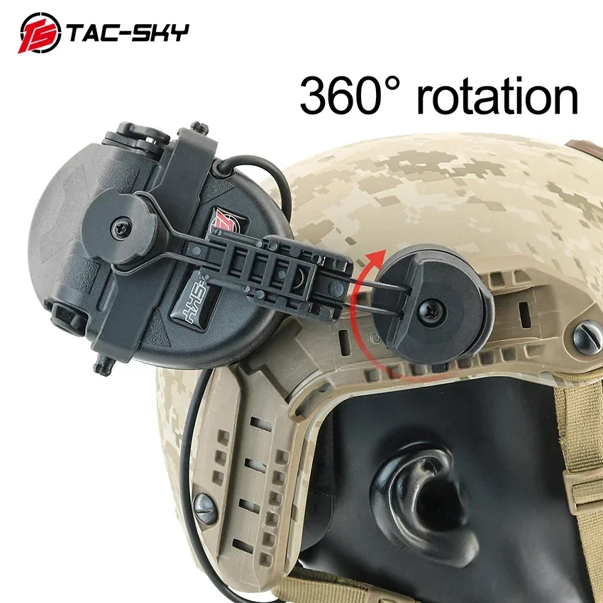 

TS TAC-SKY ARC OPS-CORE Dual Rail Helmet Mount, Silicone Earmuffs, Hunting and Shooting Tactical Headset +2-pin RAC PTT