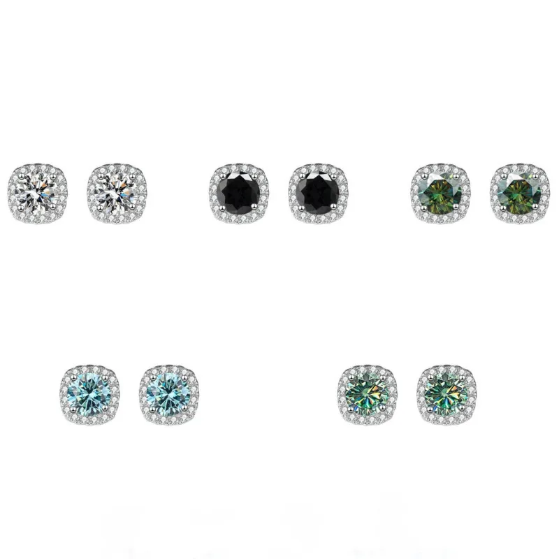 Ohrstecker aus 925er-Sterlingsilber, quadratische Form, funkelnder Moissanit, zarter böhmischer Luxus-Stil, weibliches Geschenk, edler Schmuck – Detail 3