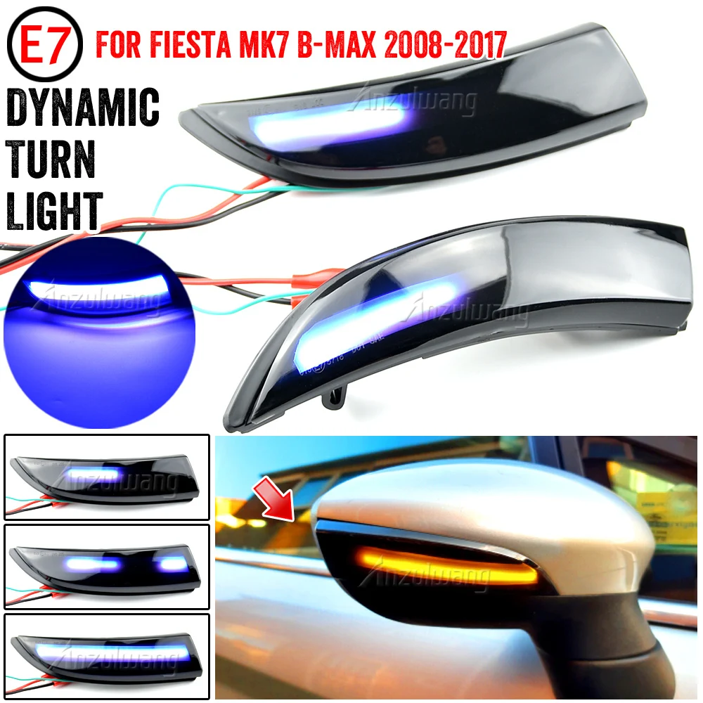 

2x Flowing Turn Signal Light LED Side Wing Rearview Mirror Dynamic Indicator Blinker for Ford for Fiesta MK6 VI/UK MK7