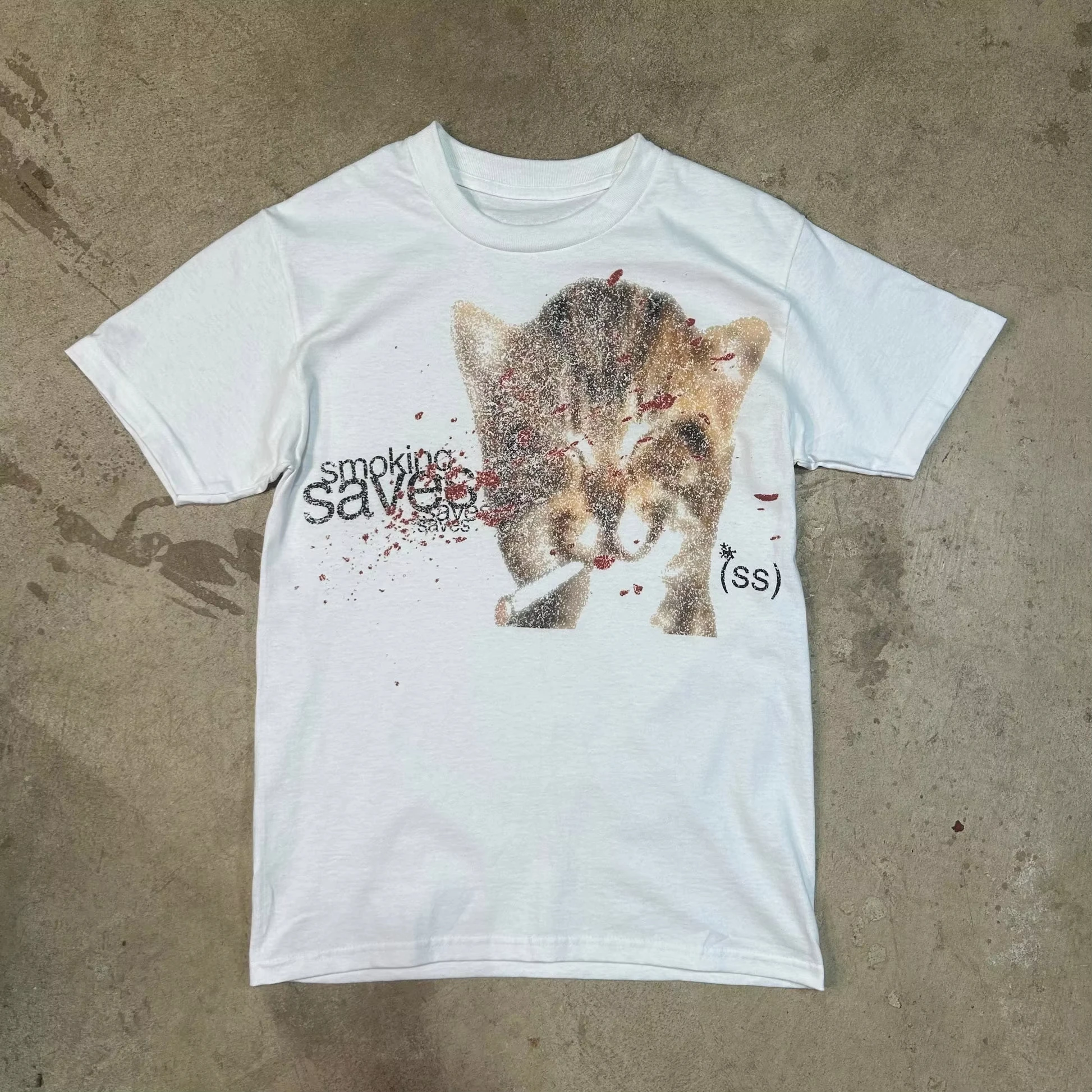Y2K Streetwear Print Women's T-shirts Tops Goth Punk T-shirts Y2K Emo Vintage Graphic Cat Print Slim Casual T-shirts Summer Tops