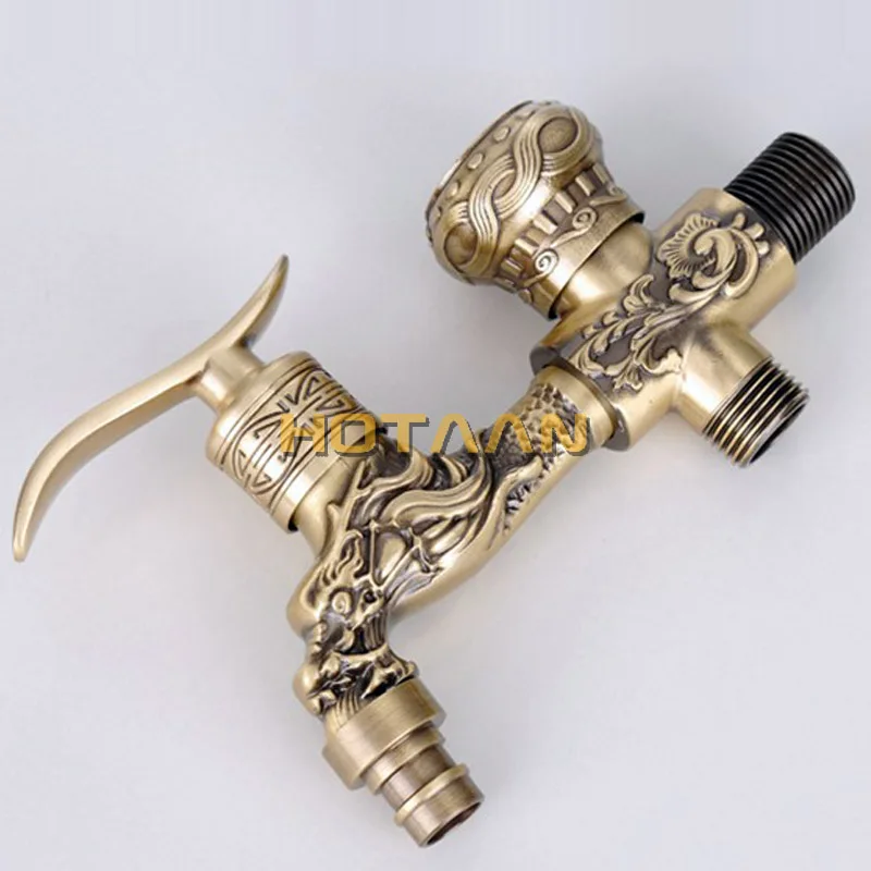 Long garden double use Bibcock faucet tap crane Antique Brass Finish  Wall Mount Washing Machine Water Faucet Taps YT-5166