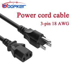 Woopker Power Cord EU United States 3-pin 18 AWG 60C 300V IEC C5 US Plug 1.2m Universal Cable for Power Adapter Router Laptop