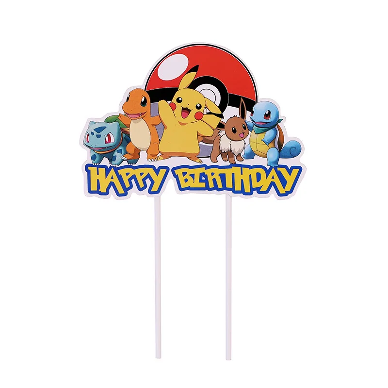 Pokemon Verjaardagsfeestje Decoratie Pikachu Lightning Nieuwe Ballon Set Kid Event Supplies Wegwerp Servies Banner Masker Achtergrond