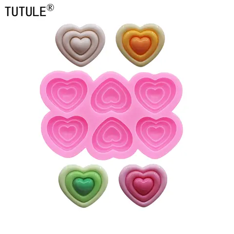 DIY Three Layers Love Silicone Mold Jewelry Accessories Earrings Clay Silicone Mould Heart-Shaped Chocolate Cake Decor Molds