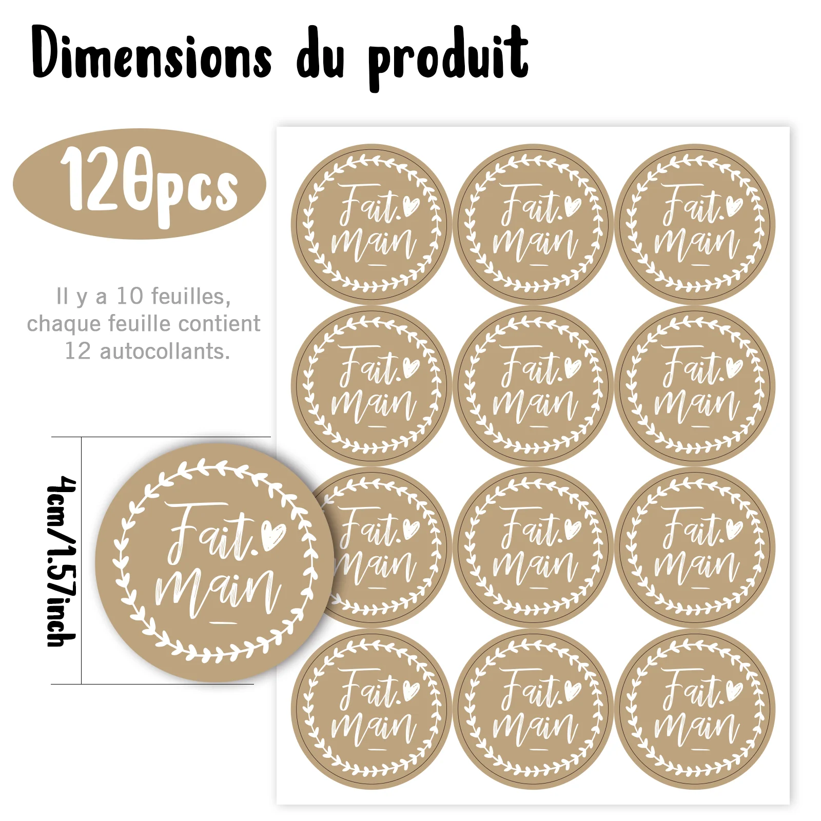 120pcs Fait Main