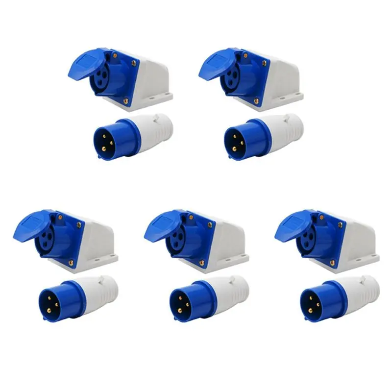 5x-16-amp-3-pin-embedded-connection-waterproof-plug-socket-y41a