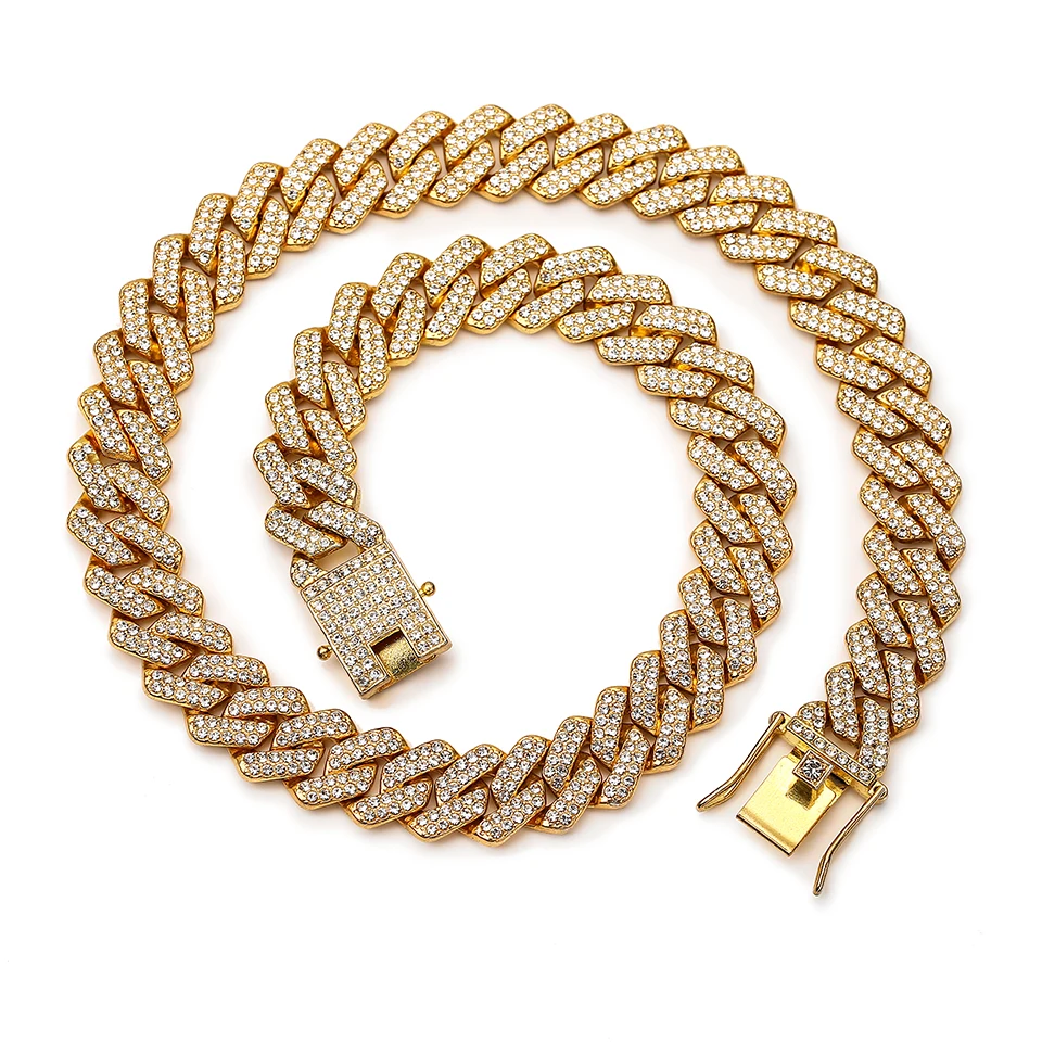 Yupsk 45/50CM Men Women Hip Hop Cuban Chain Iced Out Bling Rhinestone Necklace Hiphop Crystal Necklaces Fashion Jewelry image 6