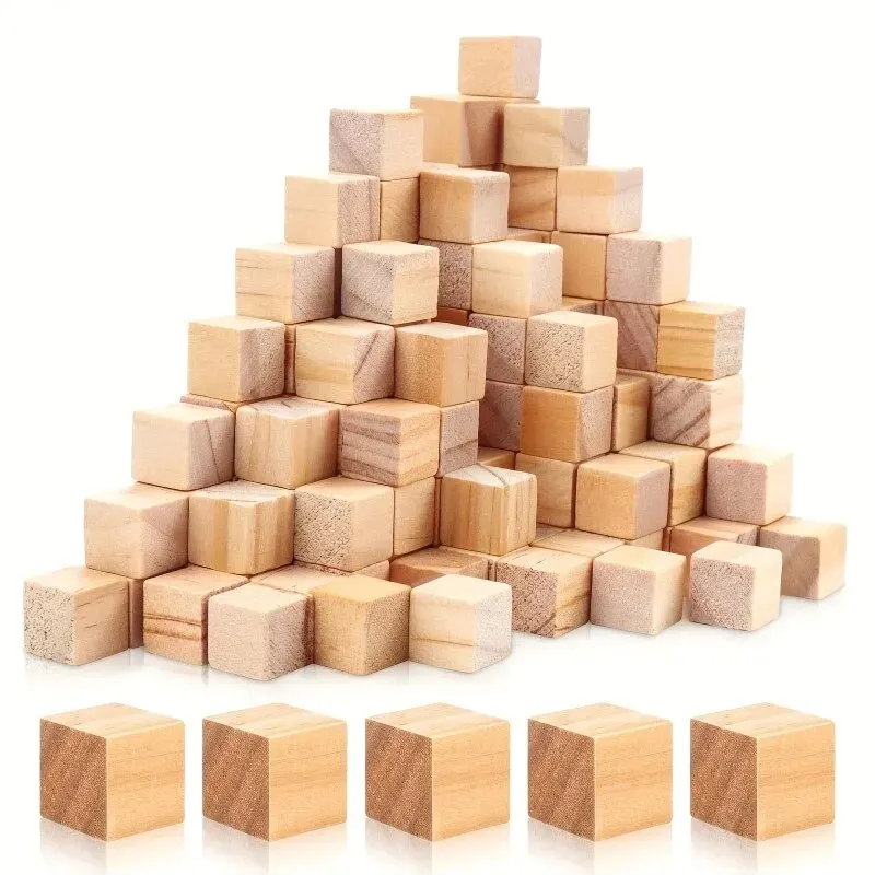 50pcs 0.39inch Wooden Blocks Small Wood Cubes, For Crafts And Puzzle Making DIY Home Decor