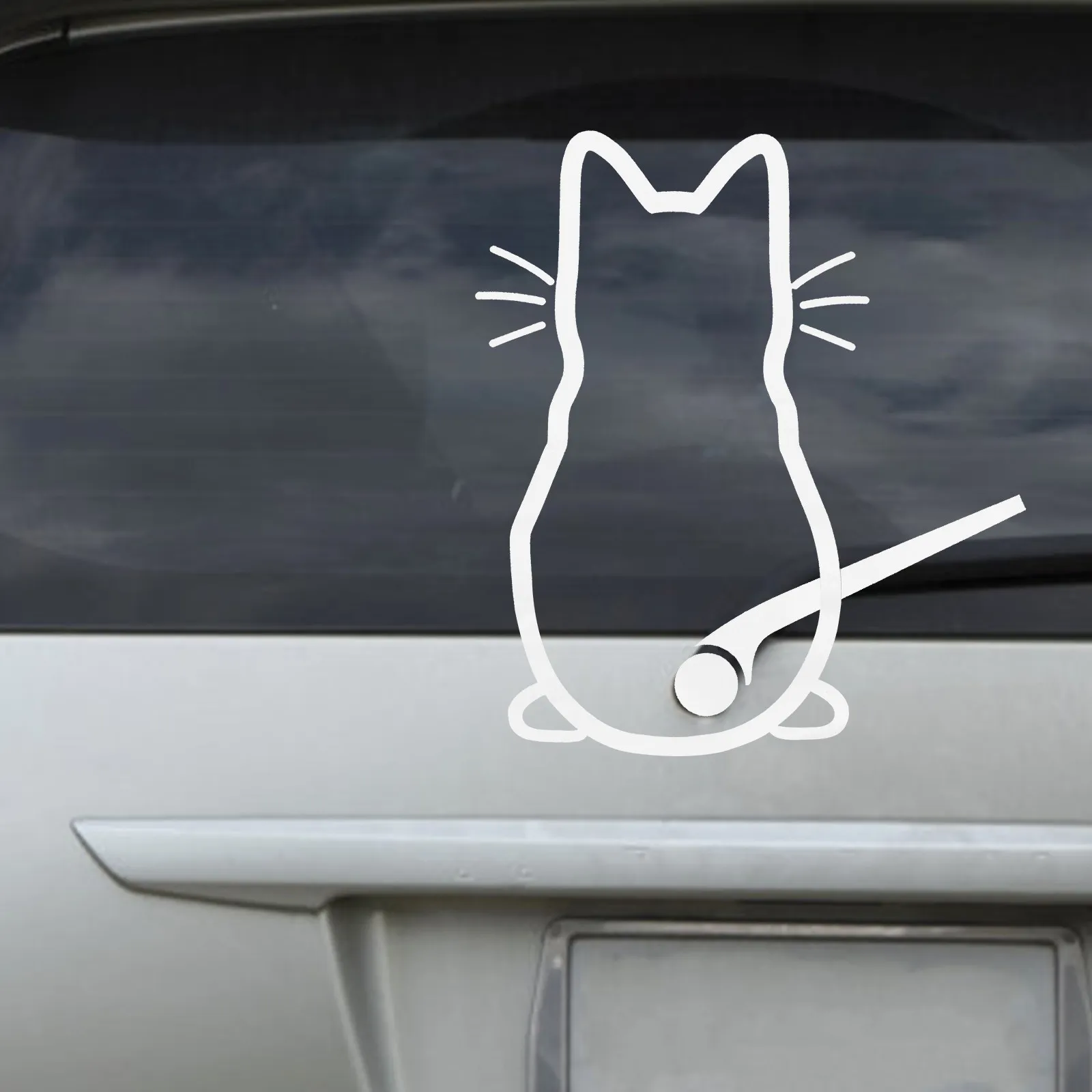 Cat Waving Tail Car Window Sticker Small Compact Decorative Decal Funny Cute Car Sticker for Travel Case Snowboard Water Bottle