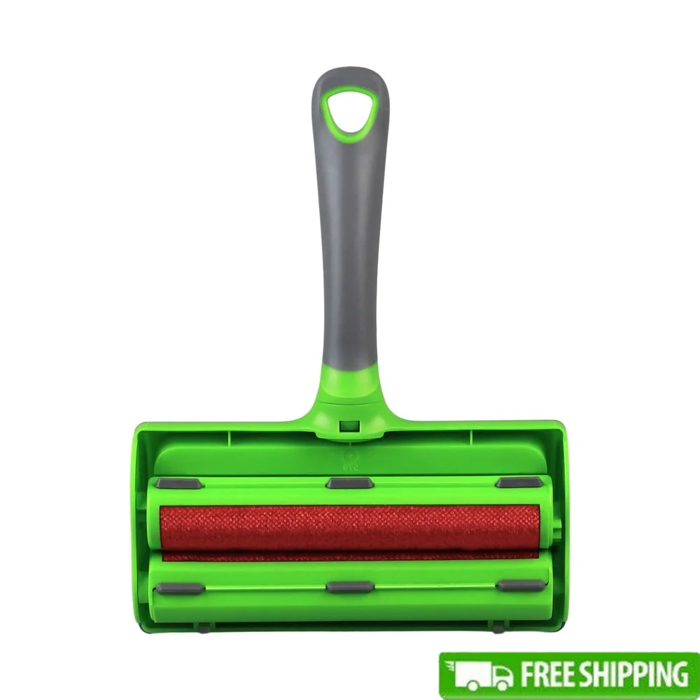 

Многоразовый инструмент для удаления шерсти домашних животных, двойной роликовый инструмент, самоочищающаяся щетка для ворса, большое хранение, простая в использовании мебель, ковер, автокресла