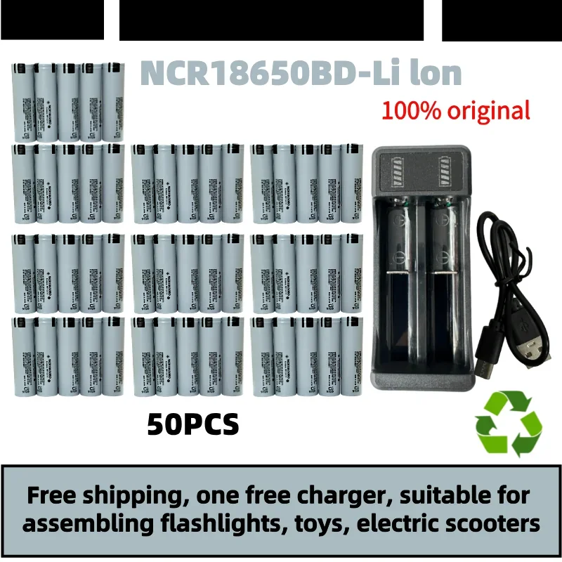 100% original NCR18650BD 3200mAh 18650 3.7V lithium Rechargeable battery 10A discharge for Flashlight charging 35E