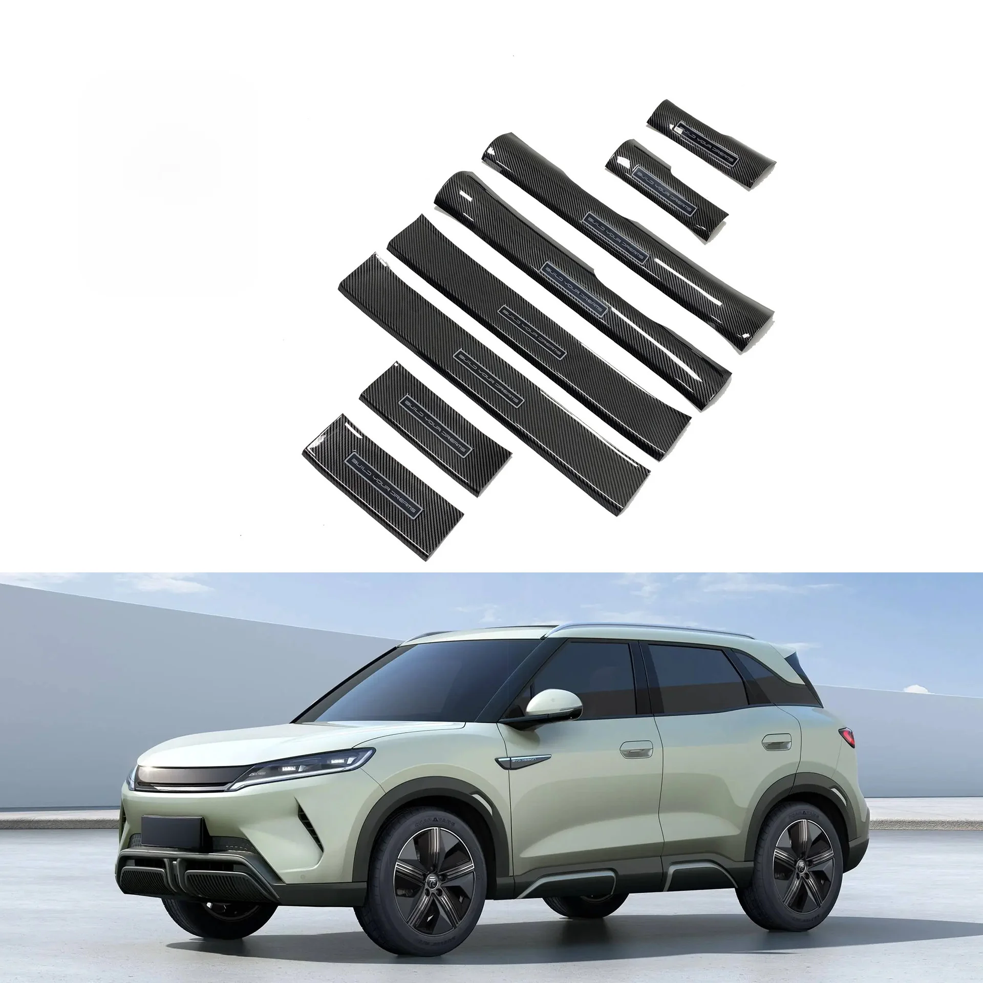 ABS Carbon Fiber Pattern Door Sill Strip Welcome Pedal For BYD Yuan Up