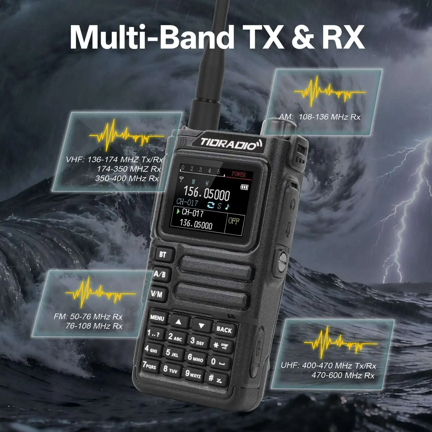 TIDRADIO TD-H9 10W Long Range Walkie Talkie Radio Air Band APP Wireless Programming APRS GPS Walkie-talkies NOAA  Talkie Walkie