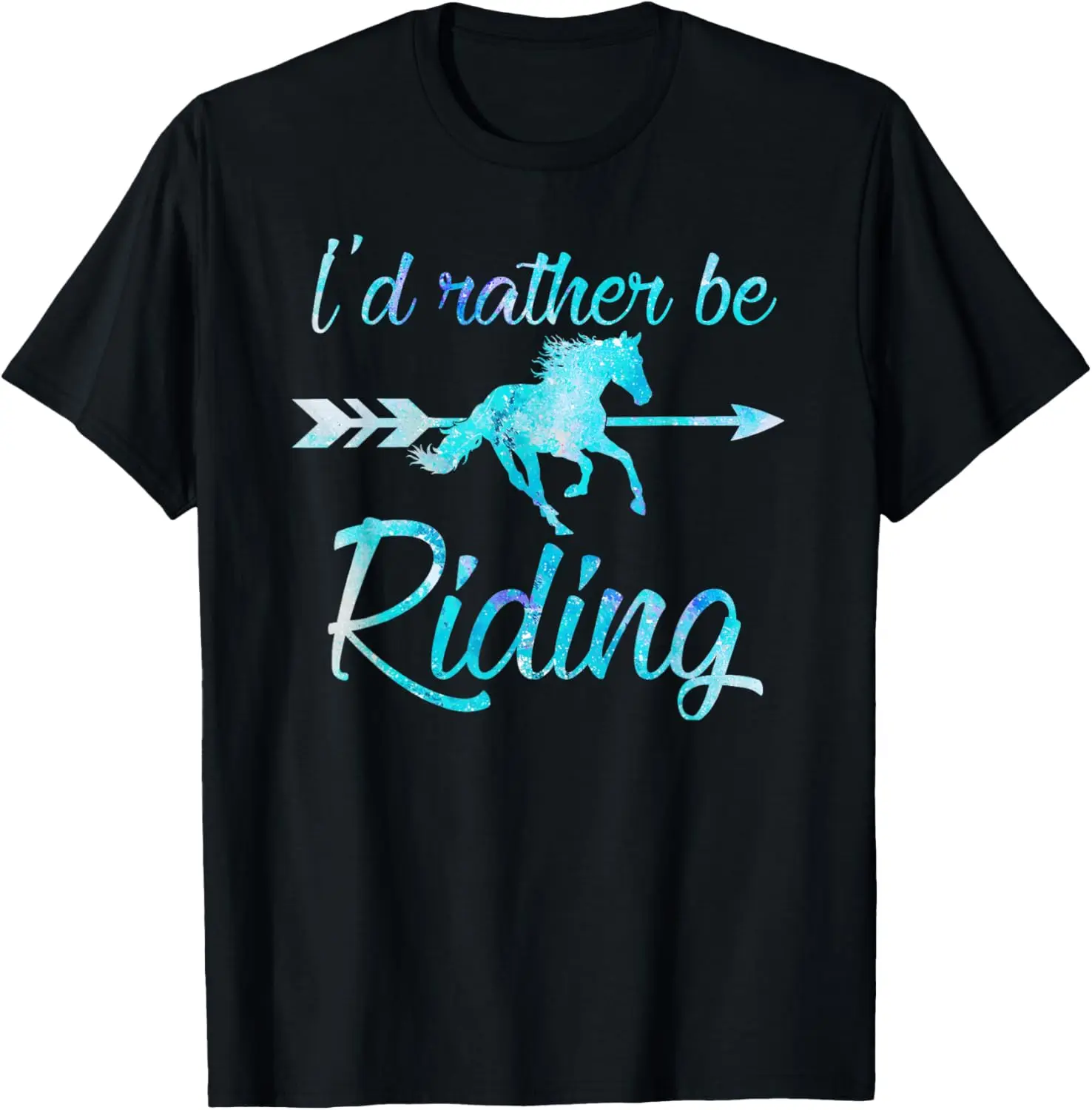 

I'd Rather Be Riding Horse Silhouette Graphic Tee Soft Breathable Short Sleeve T-Shirt for Horse Lovers