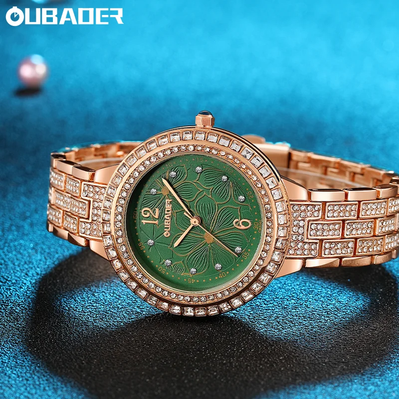 OUBAOER Ladies' Elegant Minimalist Starry Sky Timepiece Woman Alloy Bracelet Strap Wristwatch Women's Luxury Fashion Clock