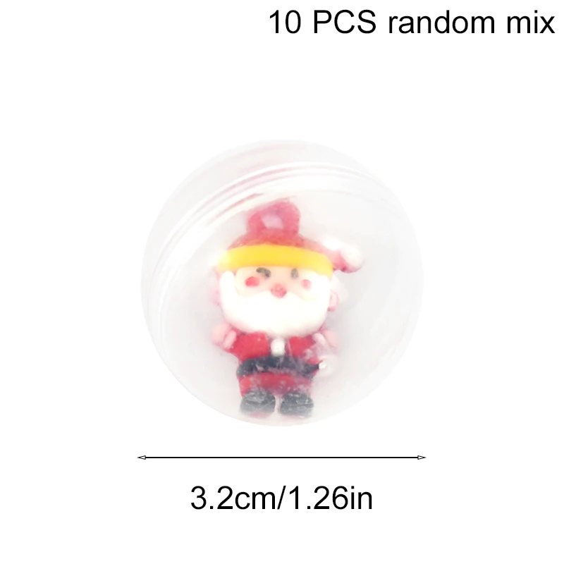 10 Uds. De dibujos animados de 32mm, cápsula de muñeco de Navidad, bola de huevo, juguete para niños, recuerdos de fiesta de Navidad, recompensa escolar, caja del Tesoro, rellenos de piñata