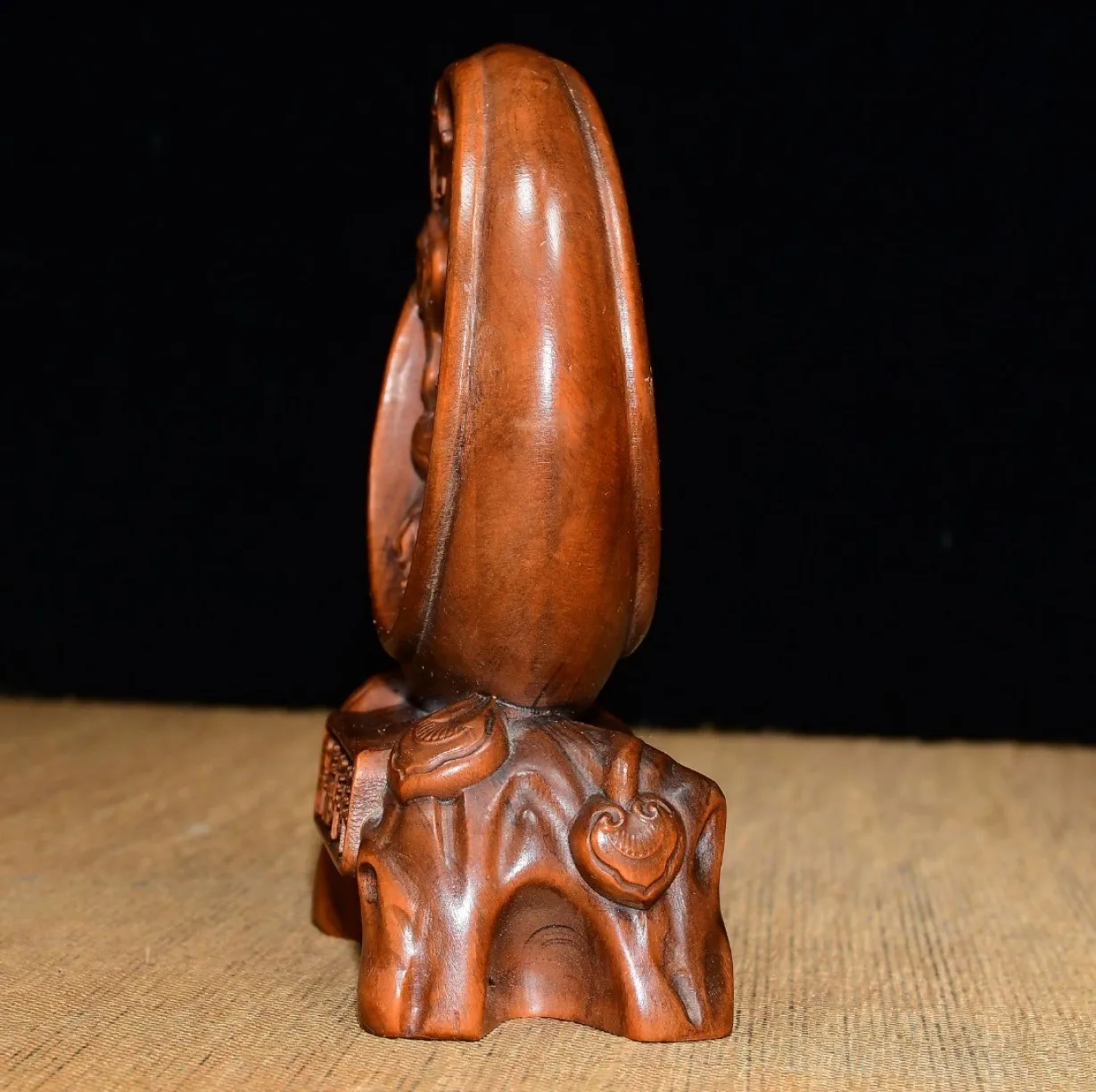 Vintage Wooden Statue Chinese Goat Figurine Wood Carving Symbolizing Joyful