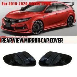 2PCS Car Rearview Mirror Cover Glossy Black/Carbon Fiber Side Door Mirror Cover For Honda Civic 10th 2016 2017 2018 2019 2020