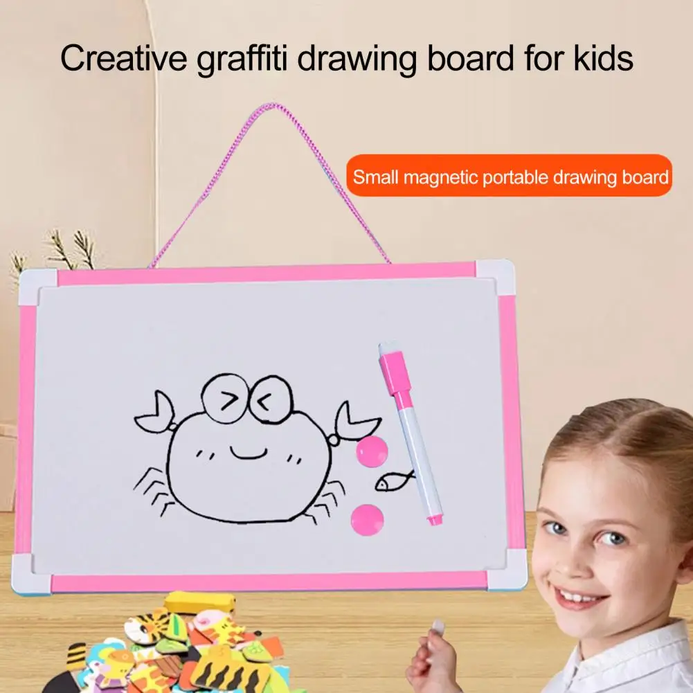 Kitchen Magnetic Whiteboard Magnetic Whiteboard Set with Hanging Rope Pvc Frame Smooth Writing Surface Pen Buckles for Home