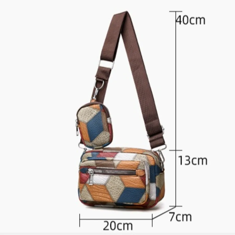 Women\'s Bag Shoulder Bag Cross-body Messenger Bohemian Style Splicing Contrast Design Multi Layer Pocket Large
