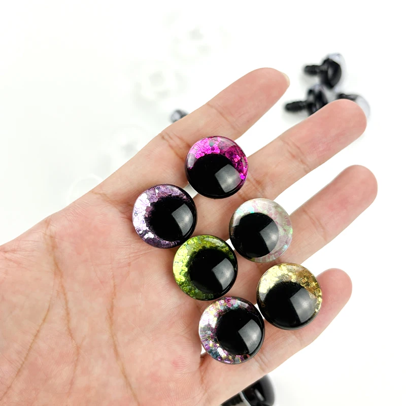20 Pieces of Toy Eye Accessories, 3D Safety Eyes, Irregular Pupil Glitter Eyes, Equipped with Safety Clips, Suitable for Crochet Toys, Amigurumi Crafts, Plush Toys, Knitting, DIY Doll Decoration, Composite Crafts, Chri