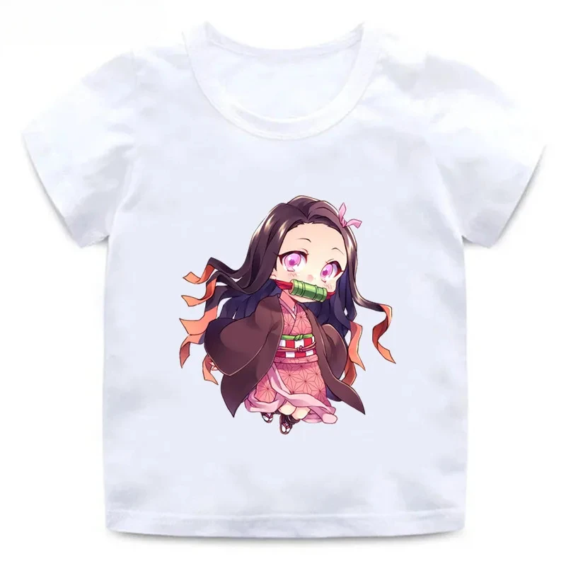 Camisetas con estampado de Demon Slayer para niños, ropa divertida de Anime, Kamado, Nezuko, de verano, gran oferta, 2024