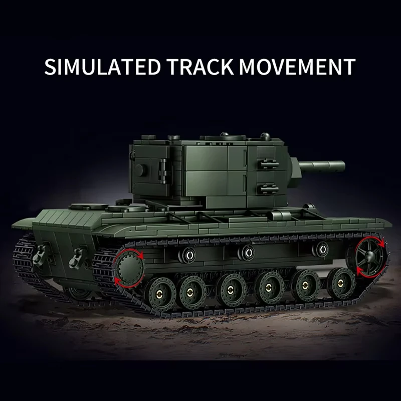 Military World War 2 Soviet KV-2 Heavy Tank Model Building Blocks Bricks Set MOC WW2 KV-2 Main Battle Tanks Toys For Boy Gifts