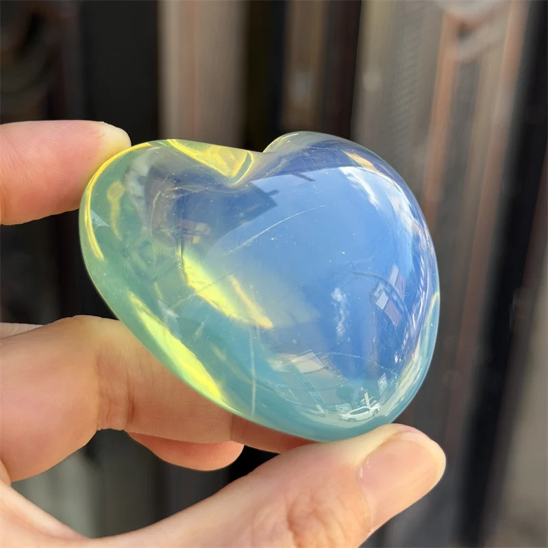 50-60mm Opalite Crystal Stone Healing Heart Shape Gemstone Opal Rough Stone Mineral Collection Decoration