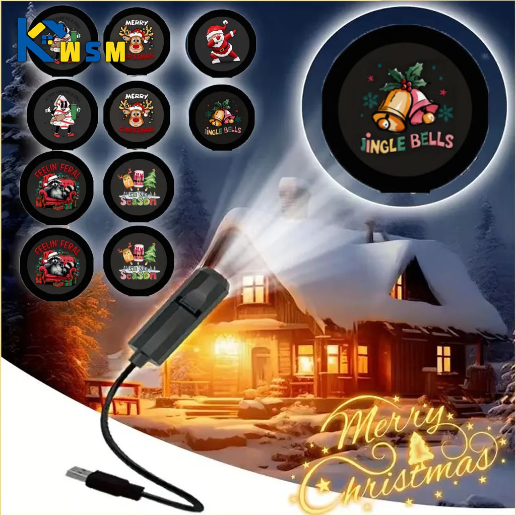 1-4PCS Halloween Christmas Projection Night Light LED Creative Bedroom Atmosphere Decorative Mini Lamp for Party Home Decor Gift