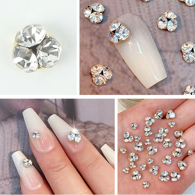10pcs Luxury Crystal Nail Charms Gems Parts Flatback Nail Glitter Stones Manicure Diamond Stacking Rhinestones Jewelry Supplies