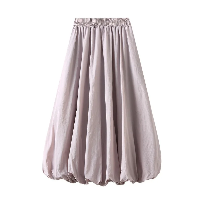 

Spring New High Waist Slim Flower Bun Skirts Female Lantern Loose Skirt Korean Fashion Midi Long A- Line Skirt for Women