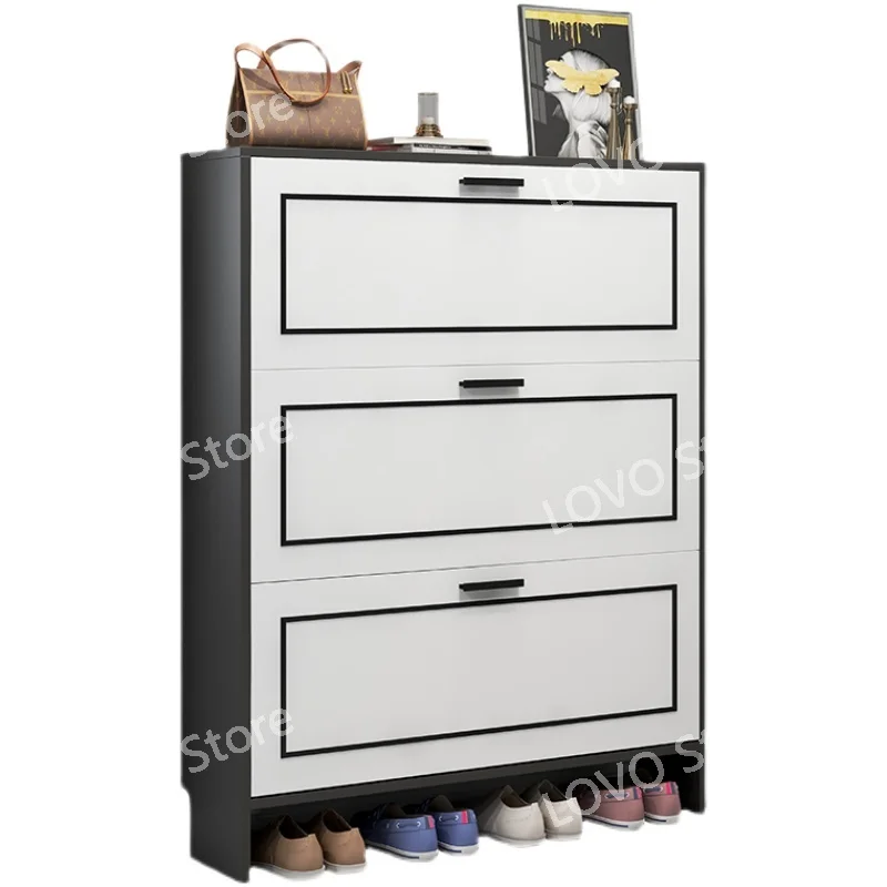 Light luxury ultra-thin tipping bucket shoe cabinet, large-capacity storage at the door of  home, dustproof, simple