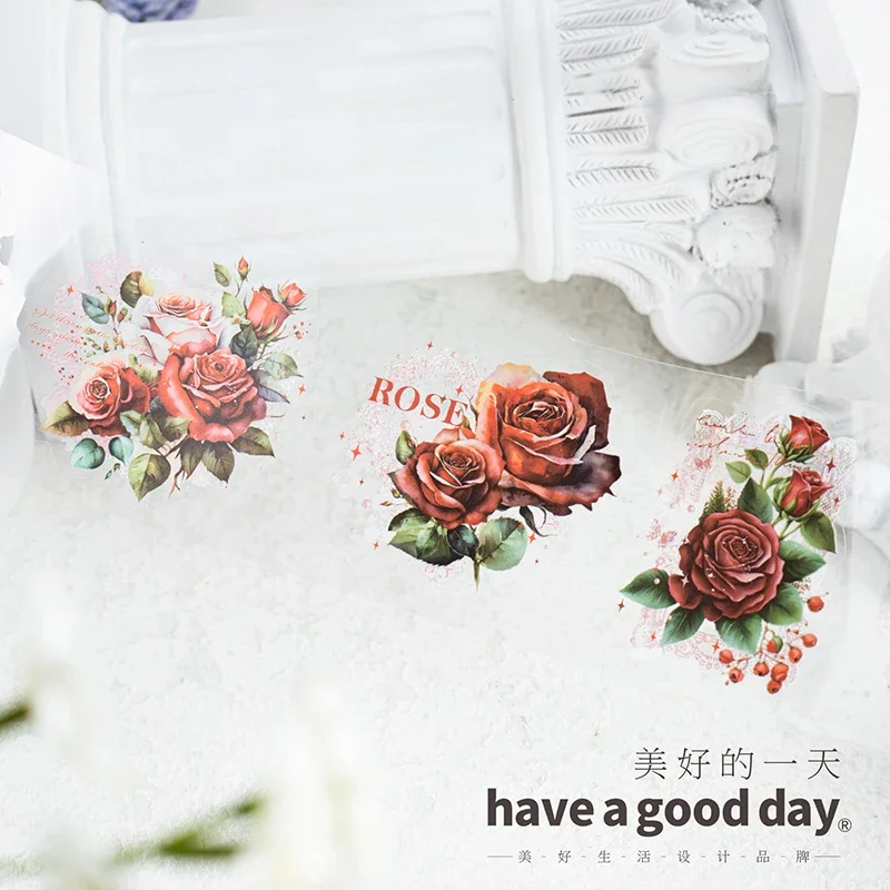 1Roll 2M Tape PET Flower Dream Lace Stickers Adhesives Plant collage cut handbook decoration loop Decorative Scrapbook Cut 60MM