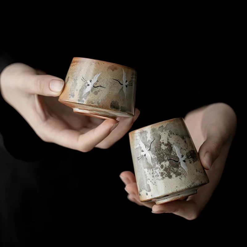 Holzbefeuerte Porzellankranich Teetasse Elegante Teeschale Krug Duftbecher Jianzhan Master Cups Grüner Tee Haushalt Cha Ornamente Geschenk