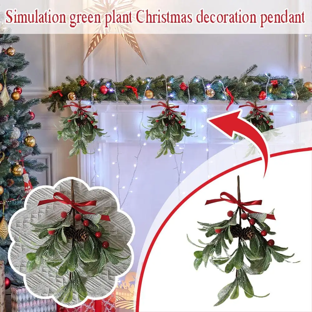 Artificial Plant Simulation Leaves Hanging Mistletoe Supplies Potted Christmas Fake Ornaments Festival Decoration Leave Cre K7c0