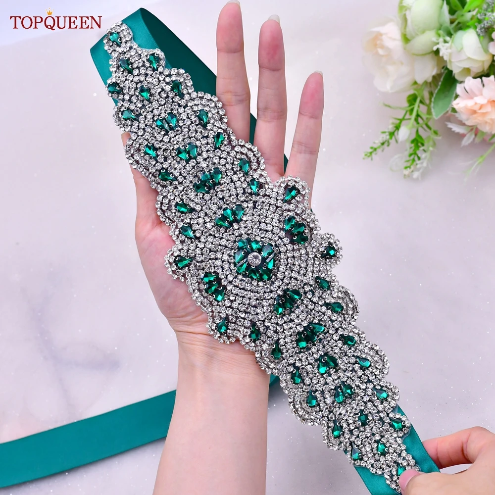 TOPQUEEN  Rhinestones Crystal Luxury Belts Wedding Girlfriend Belt Female Party Woman Flowers Belt For Dress S88