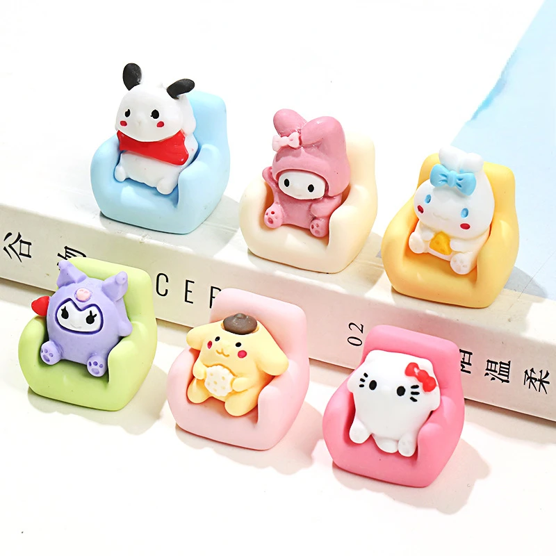 5 pack Sanrio sofa baby Cinnamoroll Mymelody cream glue  Kuromi mobile phone case Pochacco car decoration doll resin accessories