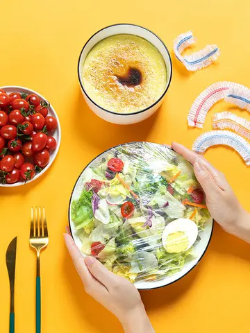 100 coperture elastiche per alimenti, coperchi per ciotole in plastica usa e getta per conservare frutta e verdura, involucri sigillanti per la freschezza